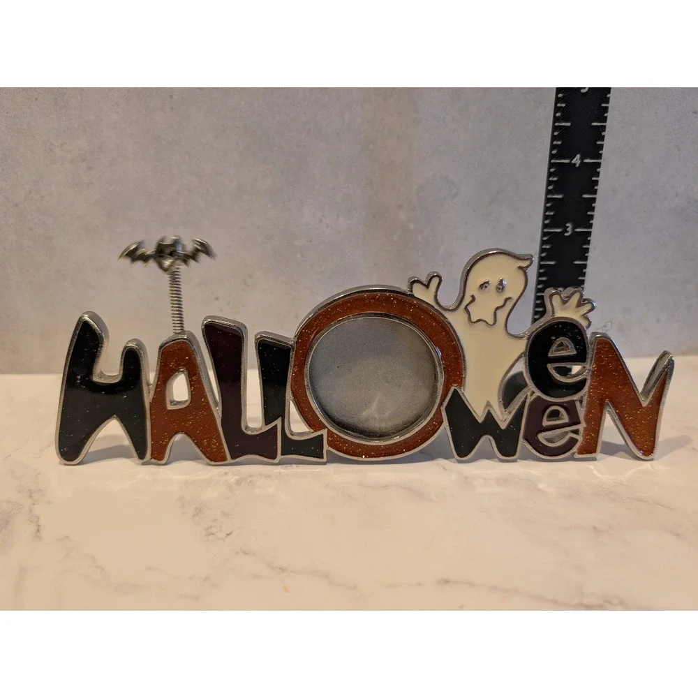 Halloween Enamel Glitter Picture Frame Ghost Bat Bobble Metal Small Photo Frame